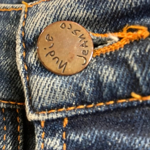 NUDIE Sz 33 Steady Eddy II Indigo Shades Colour Button Fly Organic Cotton Jeans - Picture 4 of 15